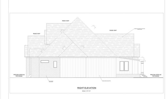 complete 2d architectural blueprint,house residence,elevation plan in autocad