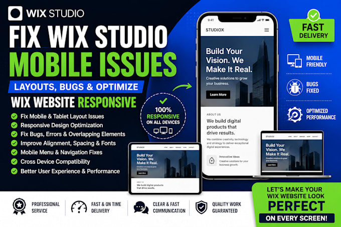 fix wix studio mobile issue responsive layout bug and website optimization