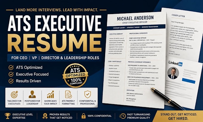 write a professional executive resume for CEO, vp director,