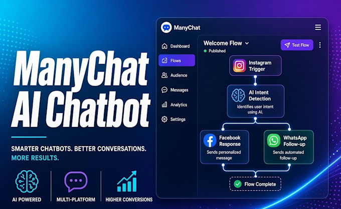 build manychat ai chatbot for instagram facebook whatsapp