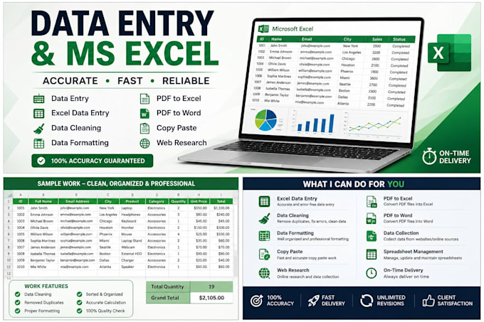 data entry, data cleaning, excel