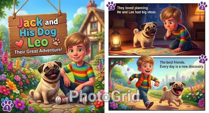 create consistent character childern story book illustrations for kdp print