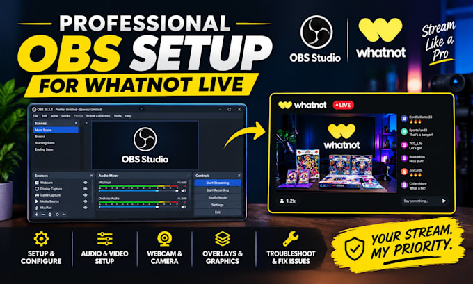 professionally set up obs for your whatnot livestream