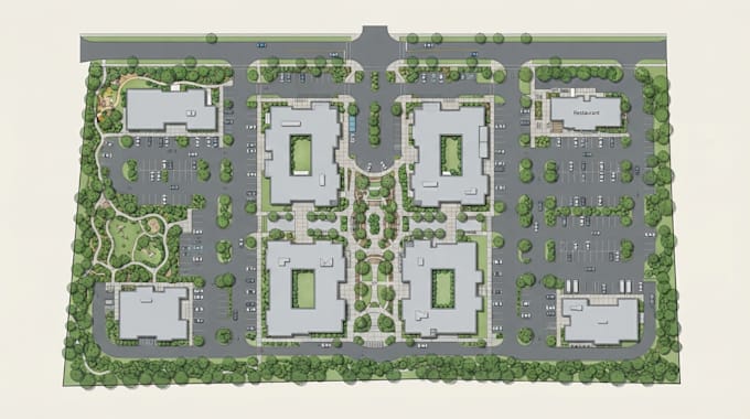 render architectural site plan, master plan, and landscape plan