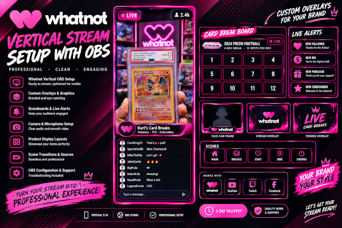 set up a professional whatnot vertical stream with obs