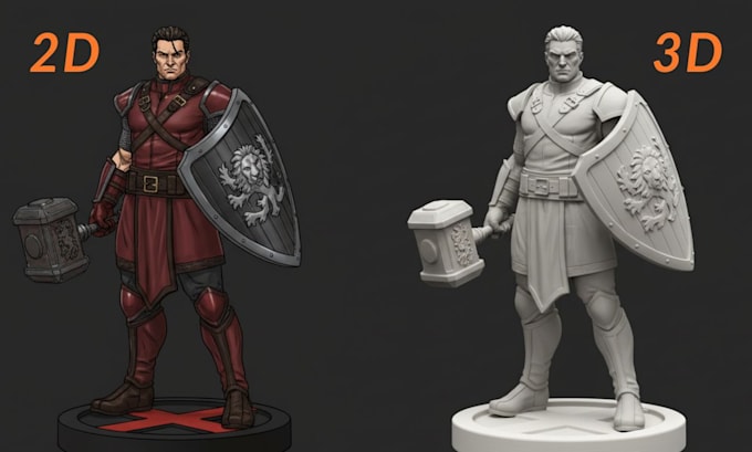 convert 2d image to 3d model 3d printable stl figurine 2d drawing 3d printing