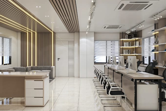 relayout modern office interior,reception area design,conference room cgi render