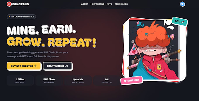 design a professional crypto token, memecoin, or presale ico website