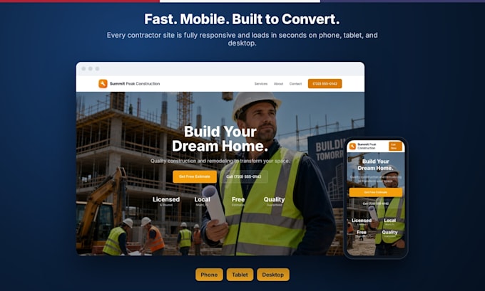design a US based contractors website with content