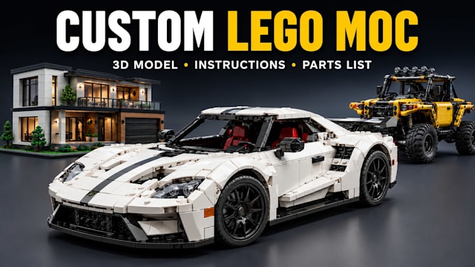 design custom lego moc, 3d lego model with instructions