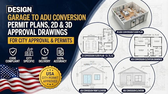 create garage conversion adu permit plans and residential approval drawings