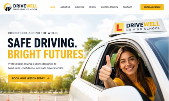 create wix driving school website driving instructor site lesson booking website