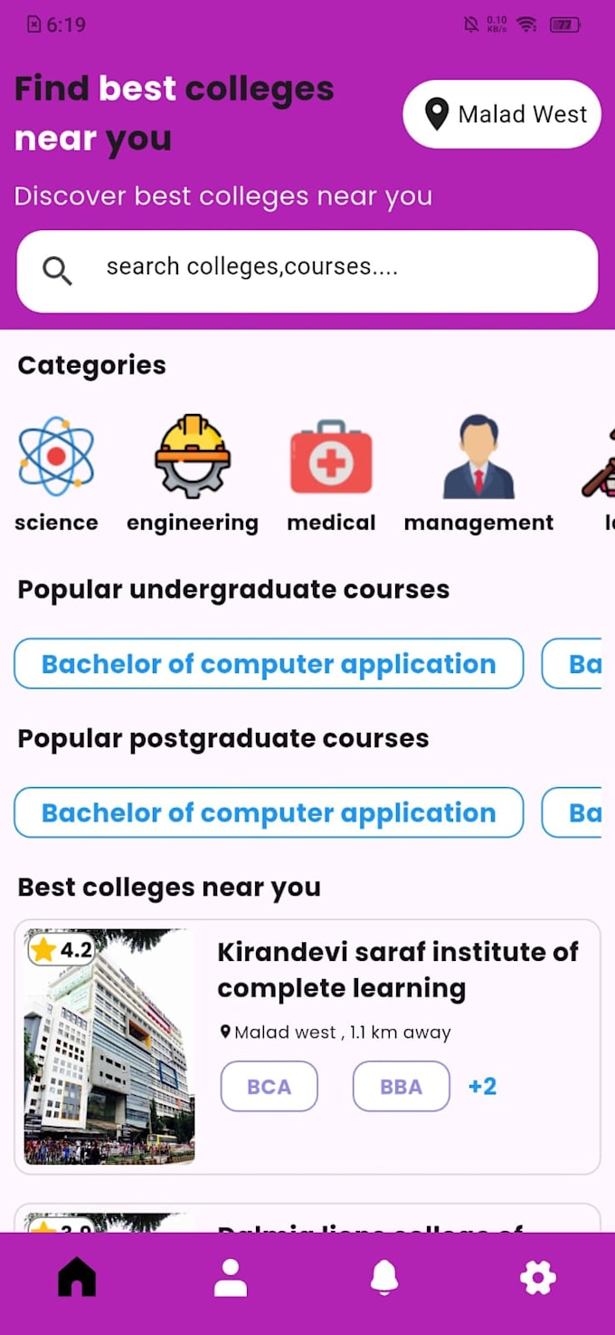 develop a modern flutter, android, or web application