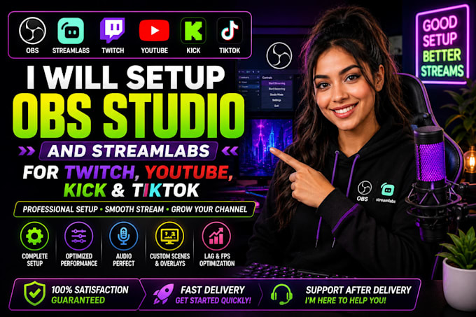 setup obs studio and streamlab for twitch, youtube, kick and tiktok