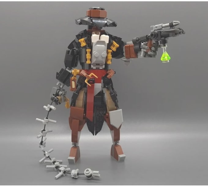 create custom lego moc, 3d lego model and building instructions brick part lists