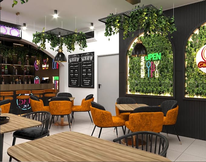 sketchup3d commercial modern lounge layout, restaurant,cafe design,cgi rendering