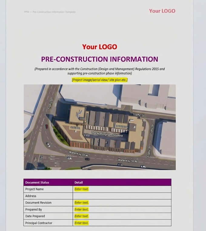 prepare pre construction information pci document under cdm 2015