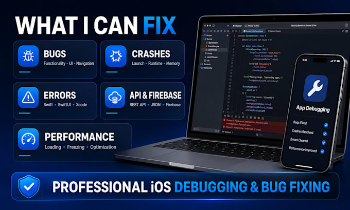 fix ios app bugs crashes and errors in swift or swiftui