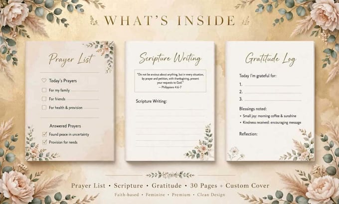 design a christian prayer and gratitude journal PDF