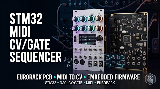 design stm32 midi CV gate sequencer pcb, eurorack module and embedded firmware
