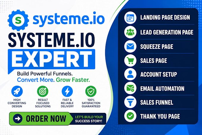 setup landing page and sales funnel in systeme io