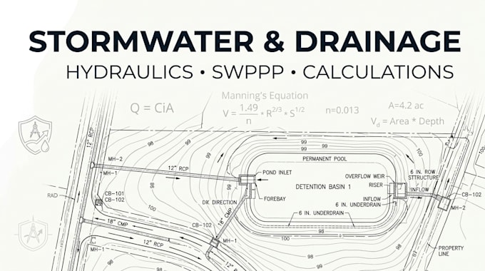 certified engineer site plan stormwater plan swppp report hydraulic calculation