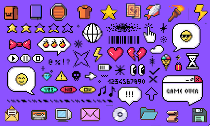 create custom pixel art game icons, UI assets, items and hud elements