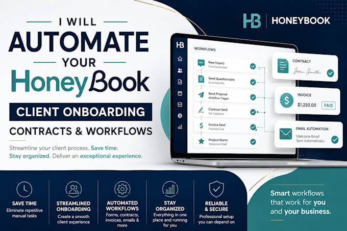 automate your honeybook client onboarding, contracts and workflows