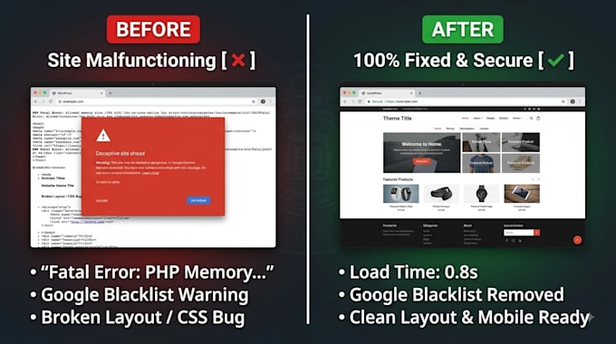 do wordpress malware removal fix wordpress issues bug error hacked website