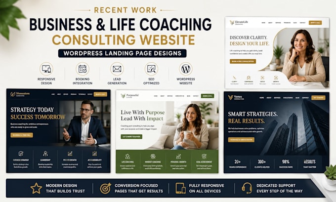 design business life coaching website consulting website wordpress landing page