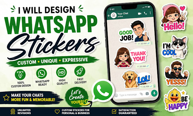 create professional whatsapp sticker, sticker design, sticker