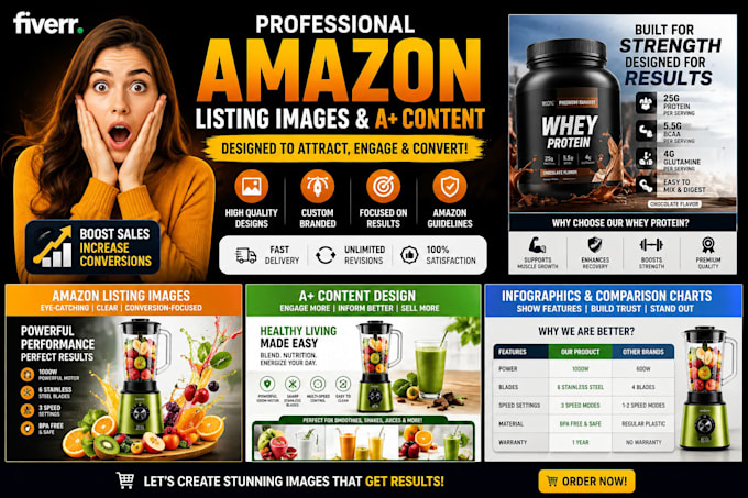 create amazon listing images, infographics and aplus  content