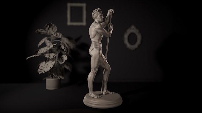 create a 3d printable character figurine and 3d sculpt stl, obj