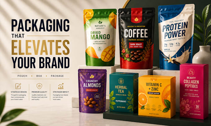 design pouch packaging, food packaging and product packaging