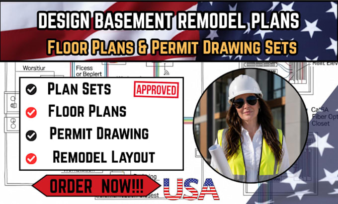design basement remodel plans and permit drawings for your project