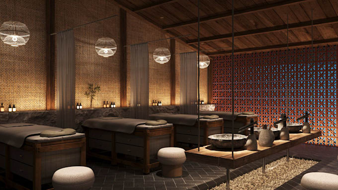 design luxury spa and wellness center with realistic 3d visualization
