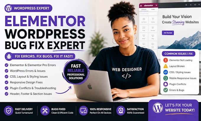 wordpress bug fix, elementor bug fix, elementor pro, errors CSS issues