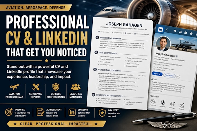 write a defense aerospace or aviation CV for industry leaders