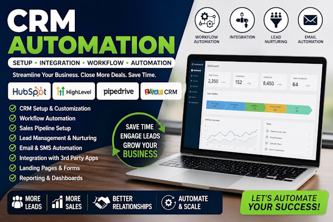 setup CRM automation, workflows, integrations and CRM customization