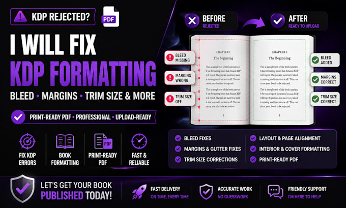 fix rejected book cover kdp interior design, fix margin bleed, resize for amazon