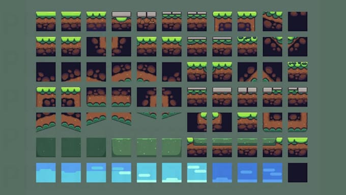 pixel art tileset background sprite sheet rpg map 2d top down game assets