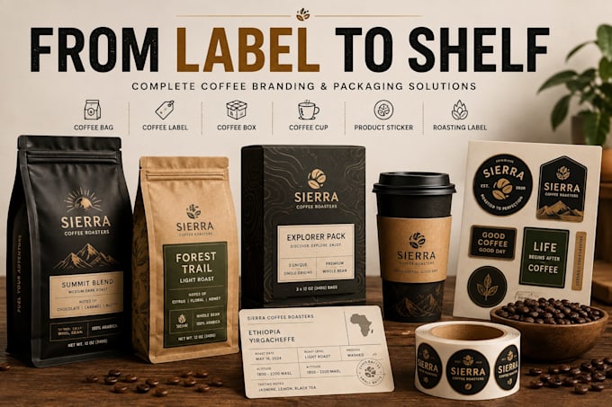 design coffee label, coffee bag packaging and coffee product packaging