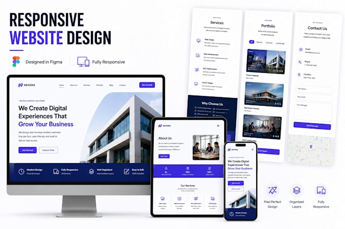 design a modern responsive website UI UX in figma