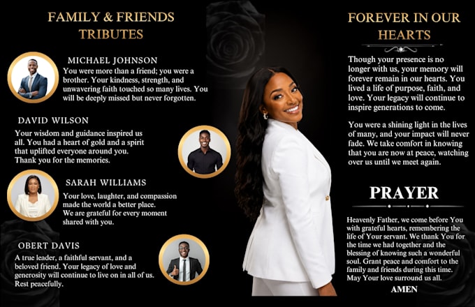 design funeral program, memorial flyer and obituary