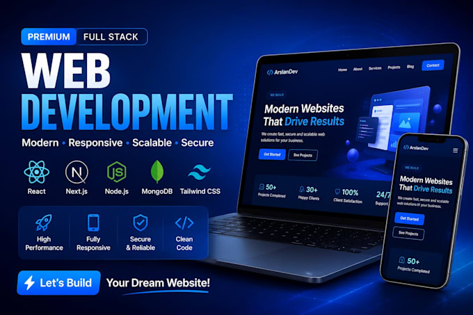 build a custom website, full stack website development