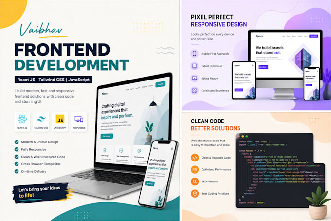 build a react js responsive frontend website with tailwind CSS