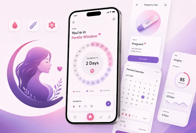 develop period tracking app, pregnancy test app, ovulation tracker app