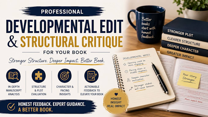 provide a professional developmental edit and structural critique for your book