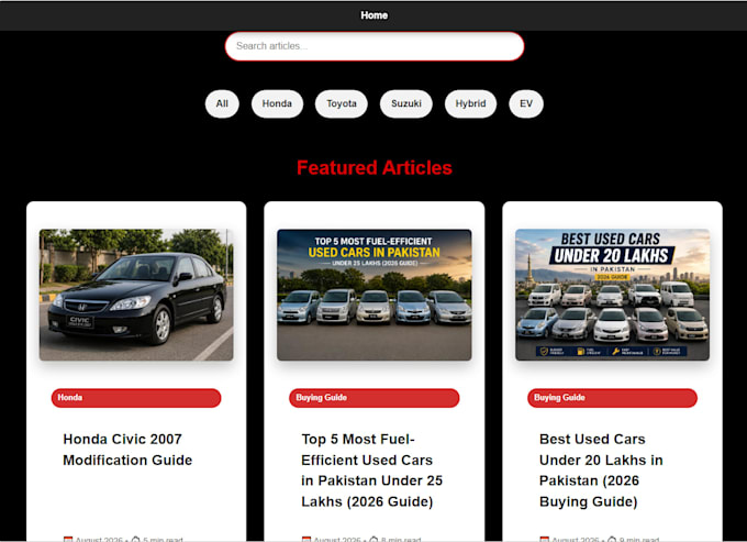 provide a ready to launch HTML CSS automotive website and car blog