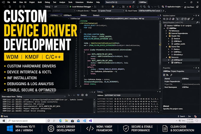 develop windows device drivers for custom hardware
